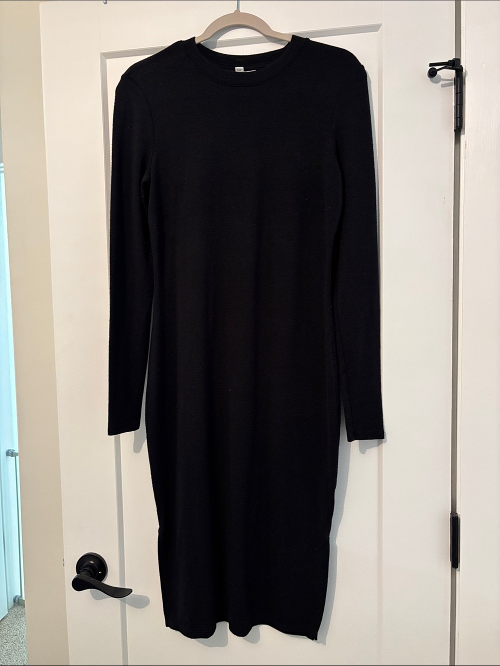 Prologue Black Long-Sleeve Knit Midi Dress